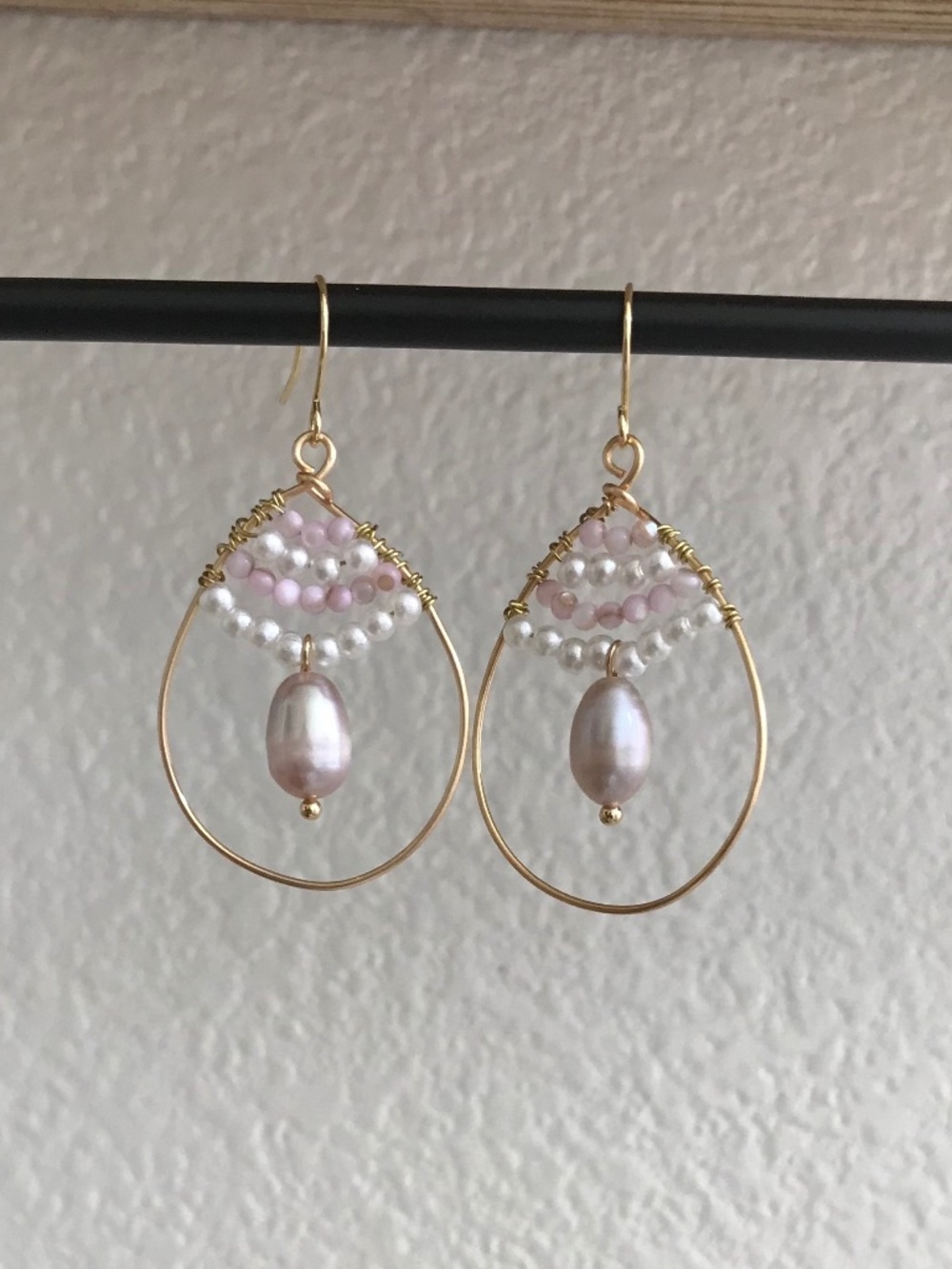 Handmade Genuine Freshwater Pearl Hoop Earrings